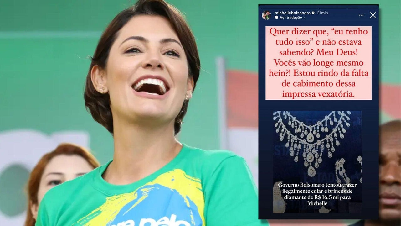 Em uma rede social, Michelle comentou o caso das joias dadas pelo governo da Arábia Saudita Em uma rede social, Michelle comentou o caso das joias dadas pelo governo da Arábia Saudita