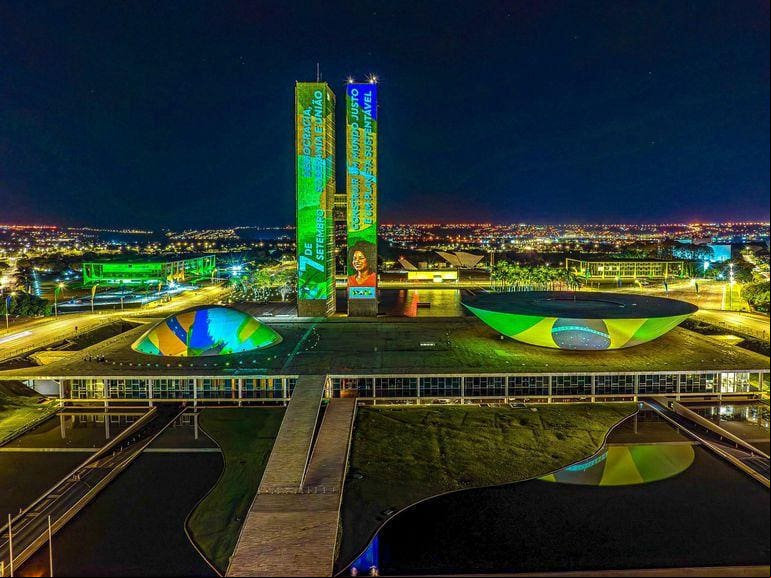 Iluminação no Congresso Nacional, alusiva ao 7 de setembro, Dia da Independência do Brasil Iluminação no Congresso Nacional, alusiva ao 7 de setembro, Dia da Independência do Brasil