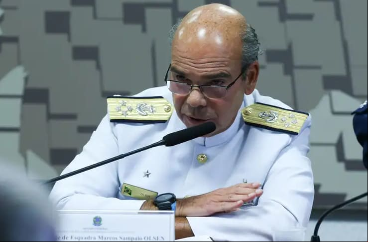Na imagem, o comandante da Marinha, Marcos Sampaio Olsen Nesta quinta-feira, o comandante da Marinha solicitou para não depor ao STF como testemunha